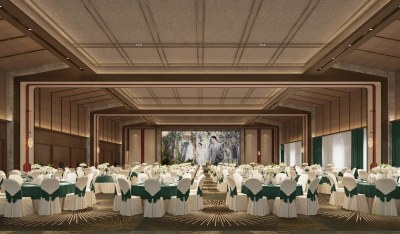 新中式酒店宴会厅3D模型下载